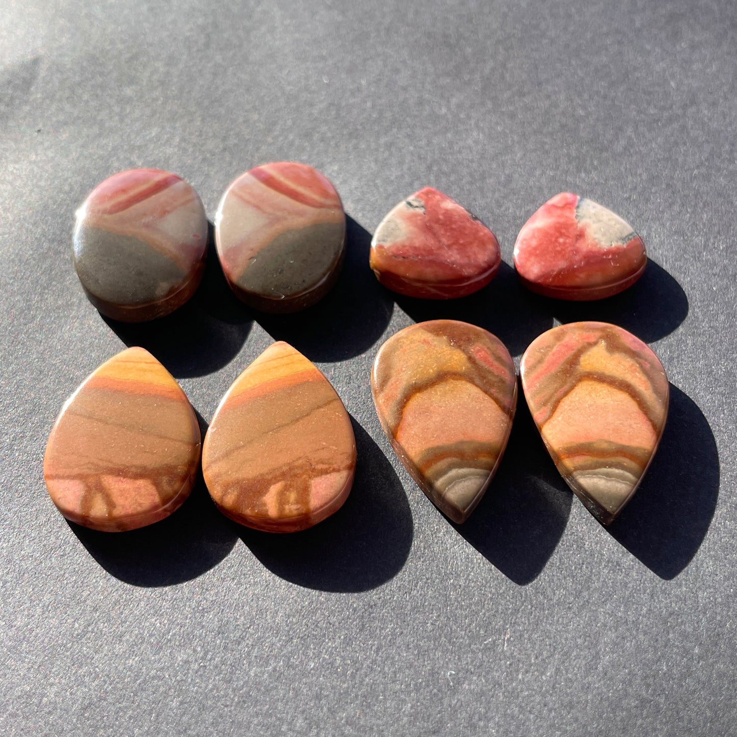 Polychrome Jasper Cabochon Pairs - Choose your Pair (B)(W3)