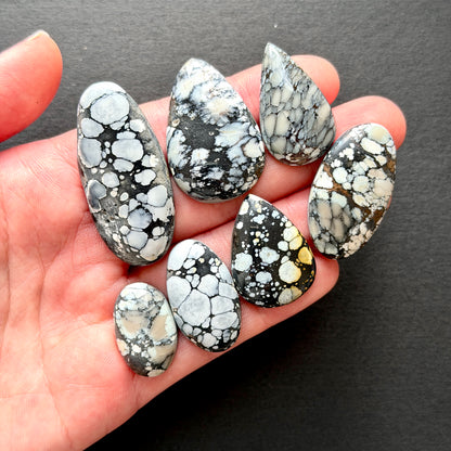 Dark Moon Hubei ("White Turquoise") Cabochon Smooth (Backed) - Choose your Stone (W13)