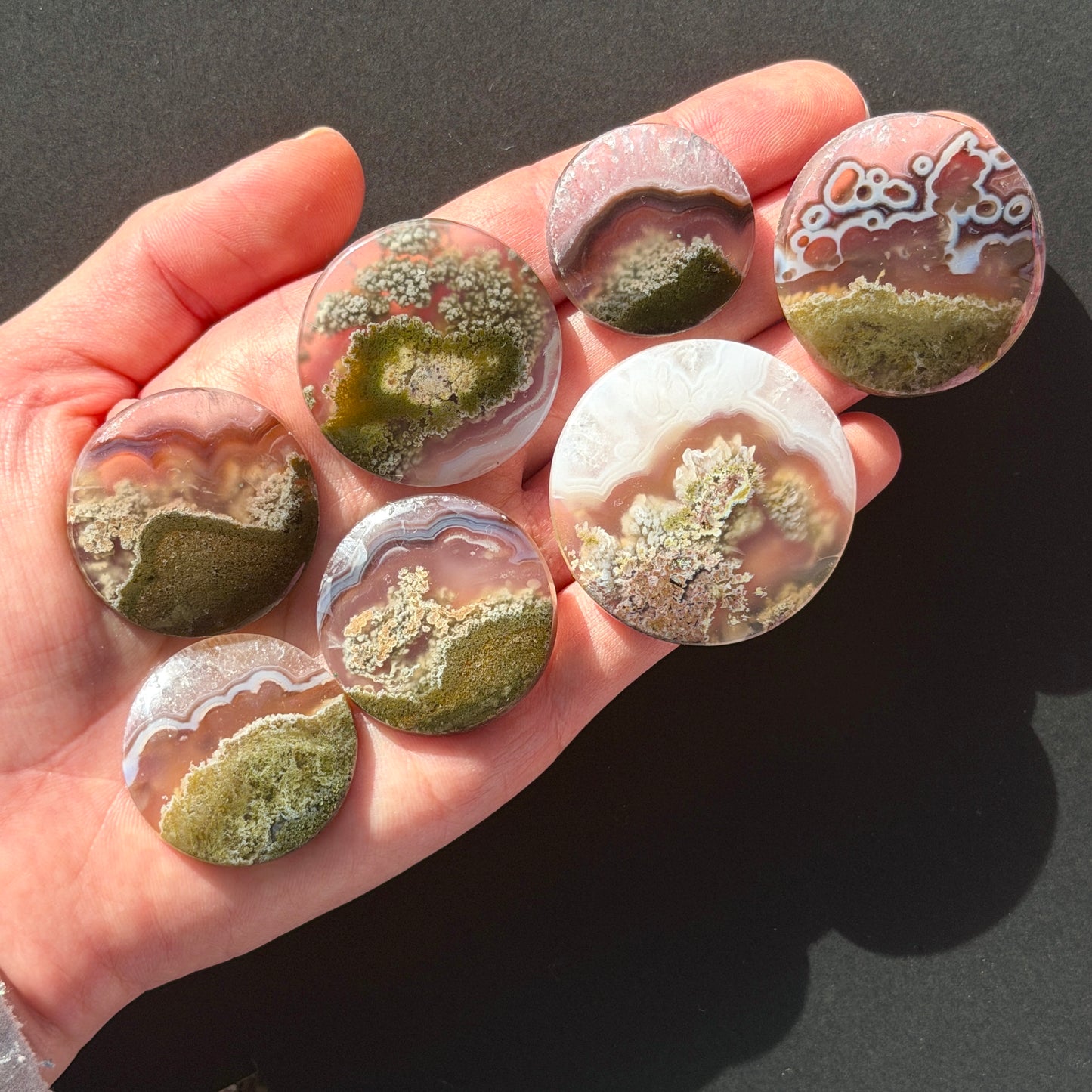 27-40mm Black Banded Moss Agate Round Cabochon Smooth - Choose your Stone (W15)