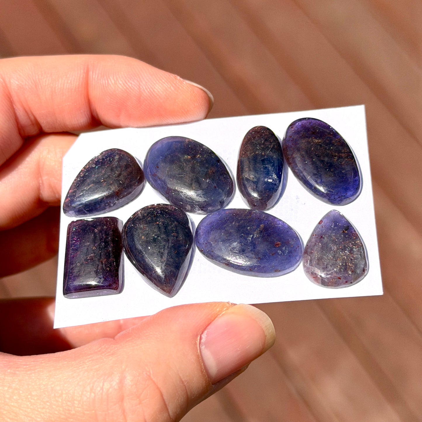 16-22mm Bloodshot (Rainbow Confetti) Iolite Cabochon Smooth - Choose your Stone (W11-EY)