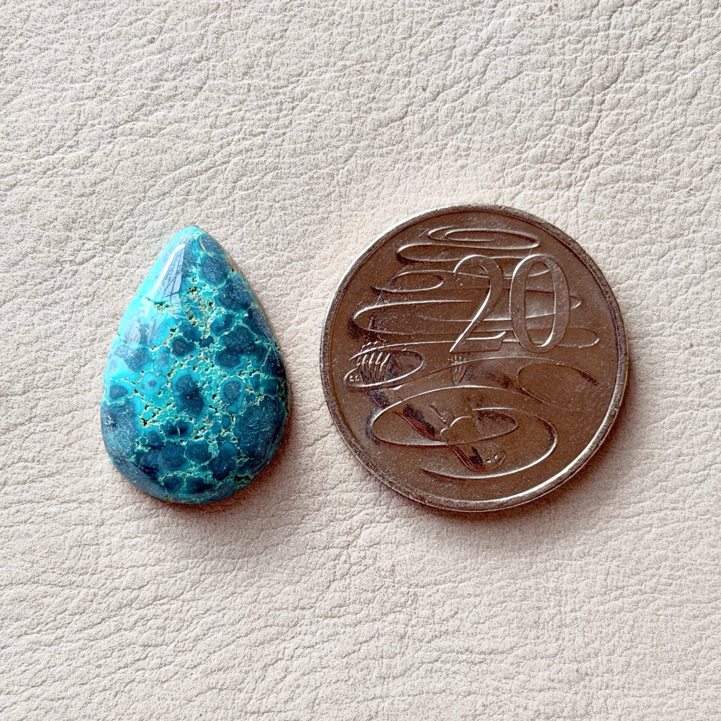 ‘Reef from above' Blue Hubei Turquoise Teardrop Cabochon - 25.5mm x 17mm (W16)
