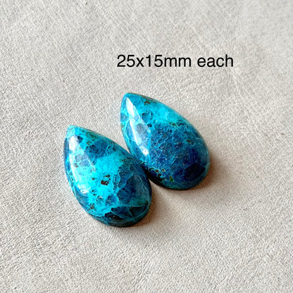 Shattuckite Cabochon Pair - Teardrop 25mm x 15mm (W14)