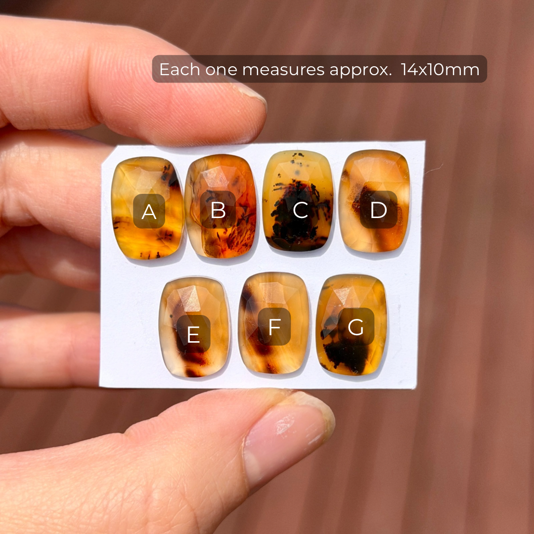 Montana Agate Rectangle Cabochon Rosecut - 14x10mm - Choose your Stone (W8)