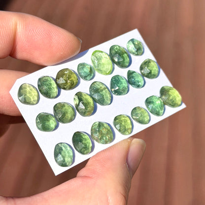 7-9mm Green Apatite Cabochon Rose cut - Choose your Stone (W3)