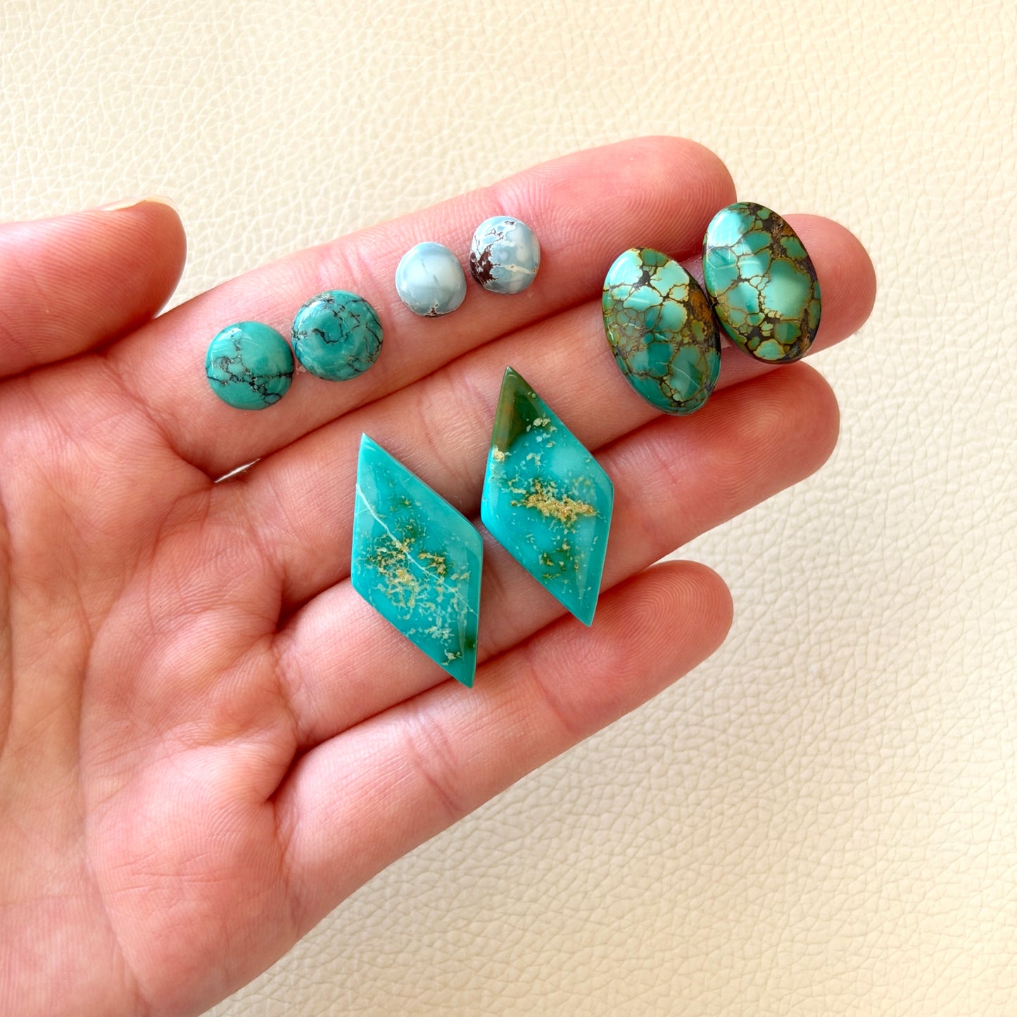 7-29mm Hubei Turquoise (Backed) Cabochon Pairs - Choose your Pair (W1)