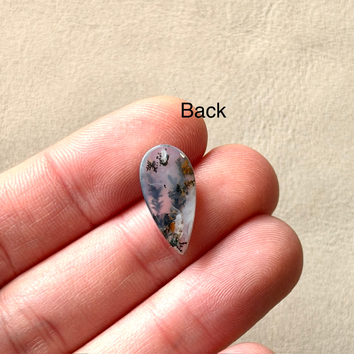 ‘Rooted Together' Dendritic Opal Agate Teardrop Cabochon - 17.5mm x 8.5mm (W3)