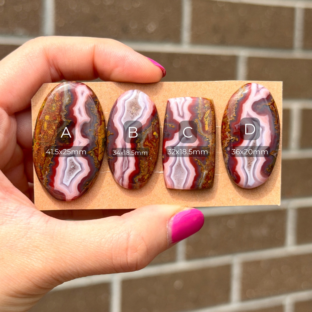 Moroccan Red Seam Agate Cabochon Smooth - Choose your Stone (W13)