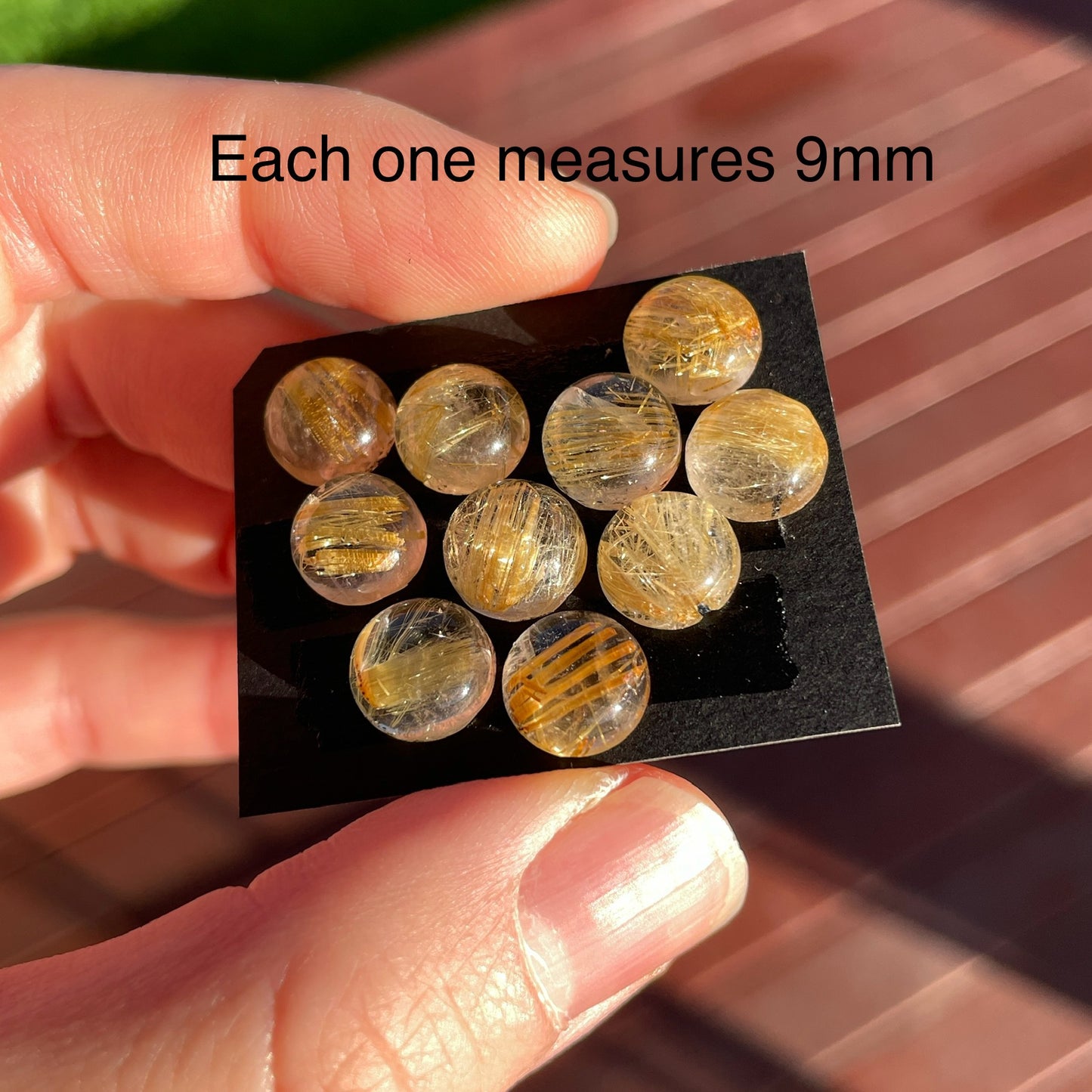 9mm Gold Rutilated/Rutile Quartz Round Cabochon Smooth - Choose your Stone (W10)