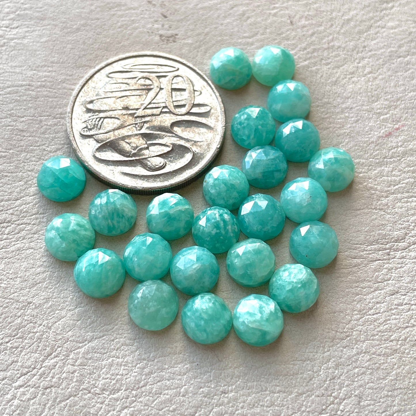 8mm Amazonite Cabochons Rosecut Round - Set of 3 (E3)