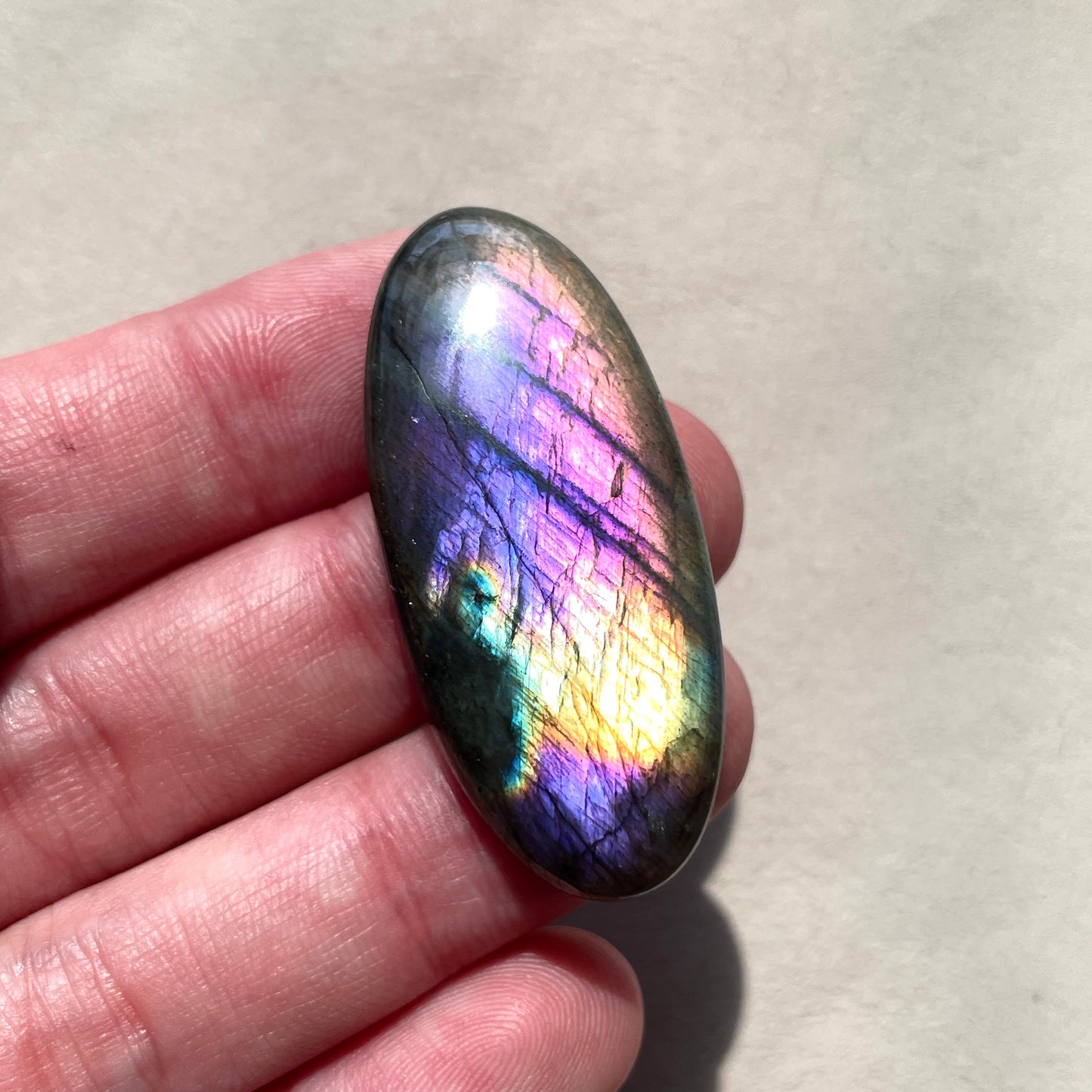 OOAK Purple/Pink Finland Spectrolite/Labradorite Oval Cabochon - 43.5mm x 19mm - E18