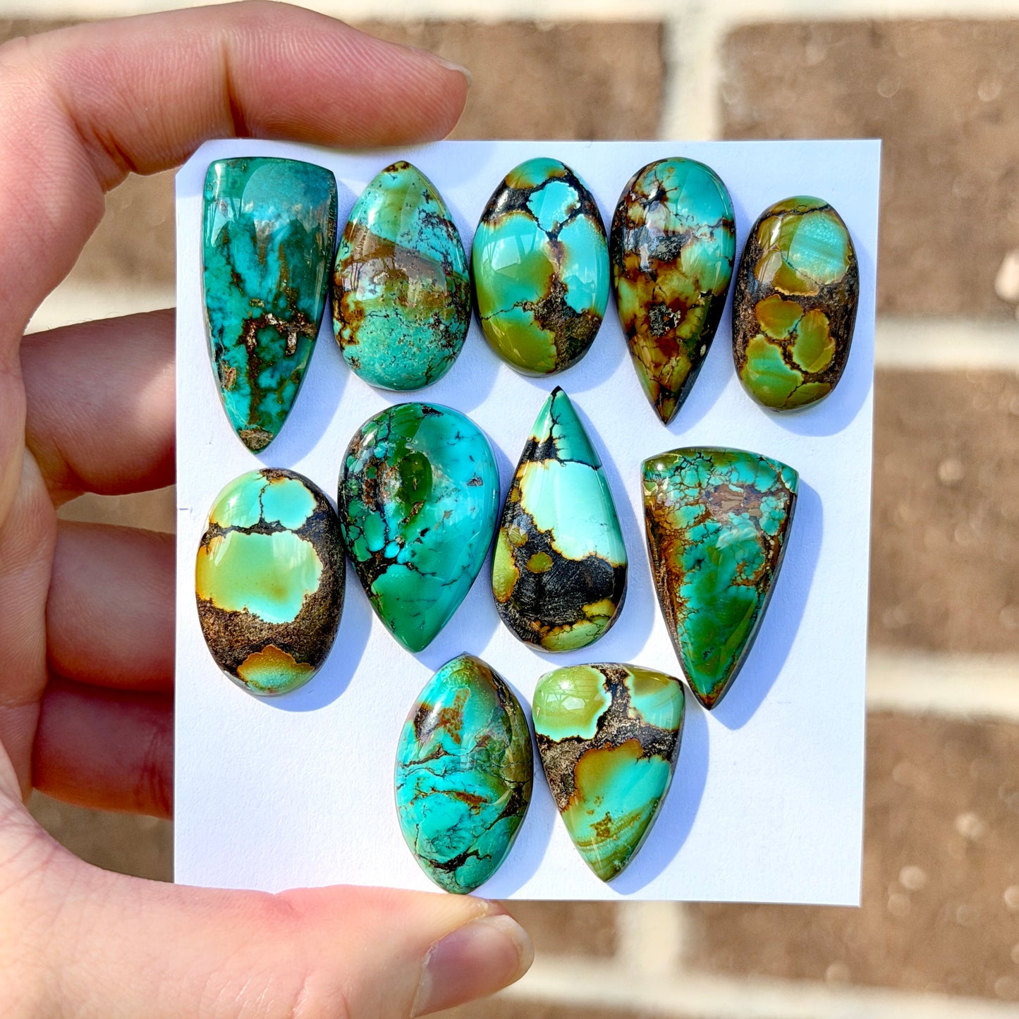 Bamboo Mountain Hubei Turquoise (Blue/Green with Brown splashes) Cabochon Smooth (Backed) - Choose your Stone (W10-EY)