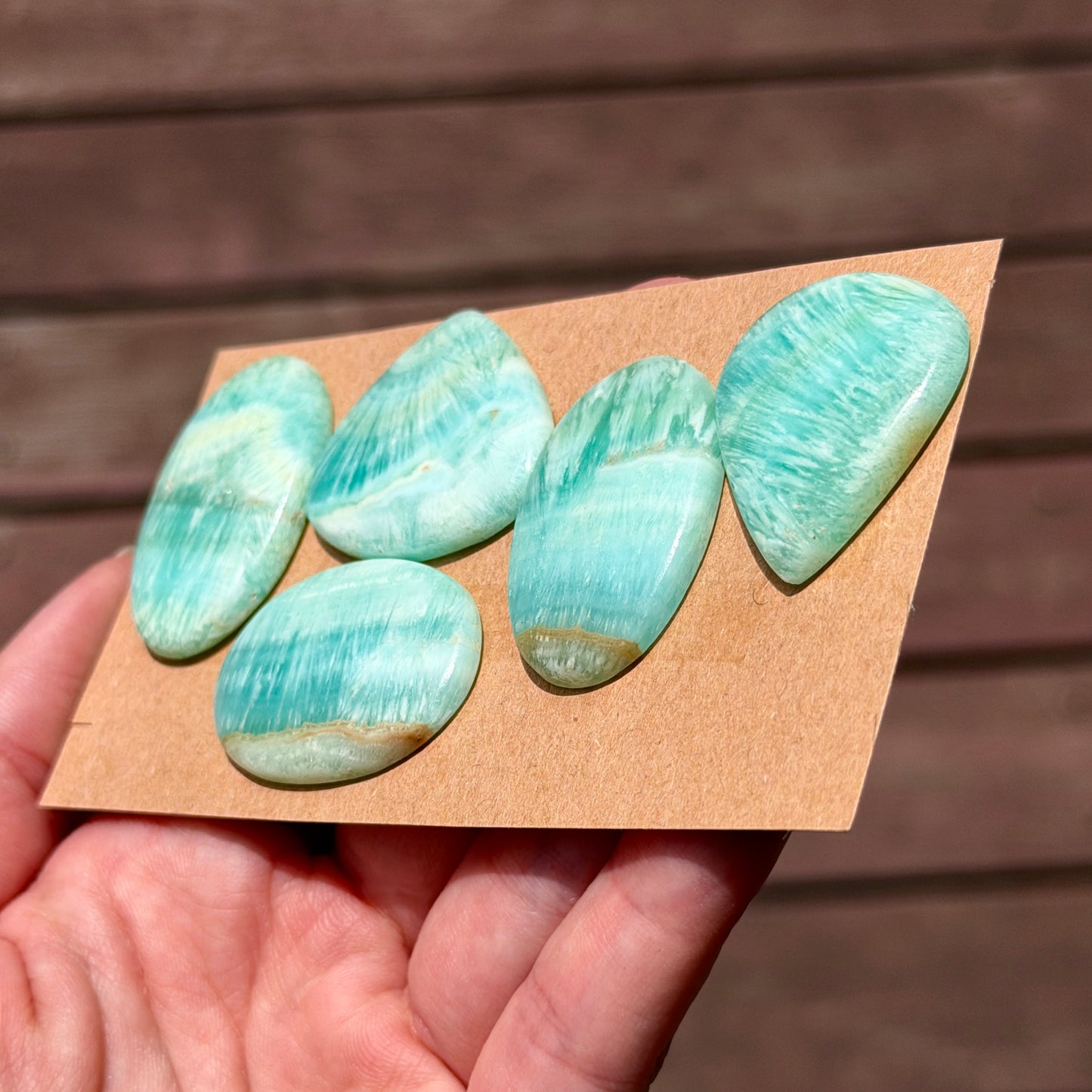 28-35mm Blue Carribean Calcite Cabochon Smooth - Choose your Stone (W12)