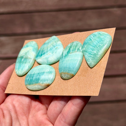 28-35mm Blue Carribean Calcite Cabochon Smooth - Choose your Stone (W12)