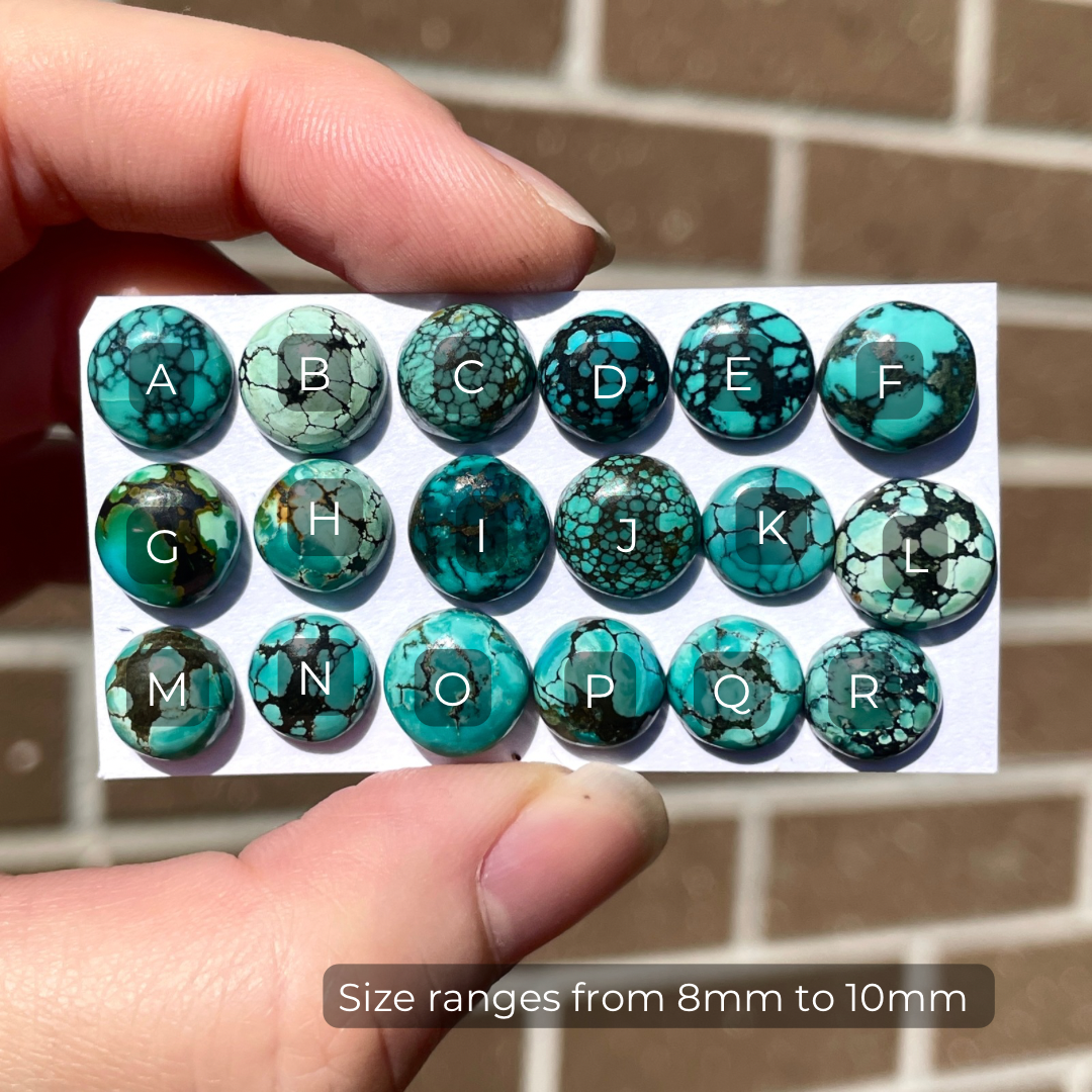 Tibetan Turquoise Round Cabochon Smooth (8mm to 10mm)  - Choose your Stone (W8)