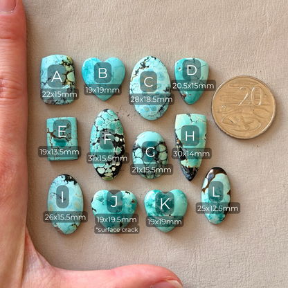 Seafoam Green/Pale Blue Hubei Turquoise Cabochon Smooth (Backed) - Choose your Stone (W7)