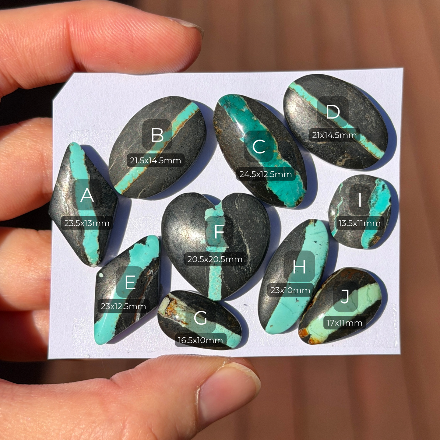 Hubei ‘Ribbon’ Turquoise Cabochon Smooth (Backed) - Choose your Stone W13
