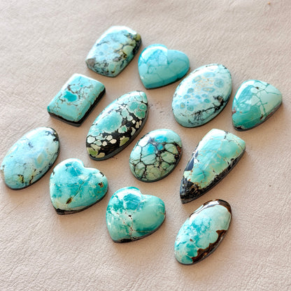 Seafoam Green/Pale Blue Hubei Turquoise Cabochon Smooth (Backed) - Choose your Stone (W7)