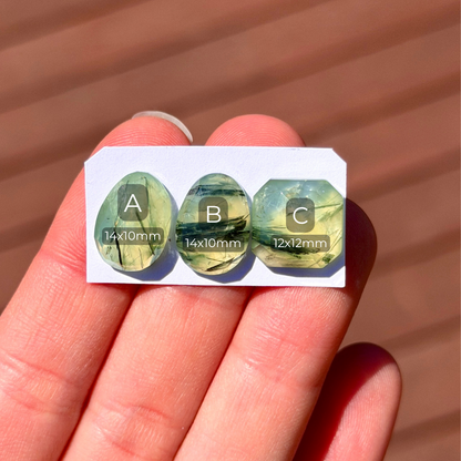 Prehnite (with Tourmaline inclusions) Cabochon Rose Cut - Choose your Stone (W17)