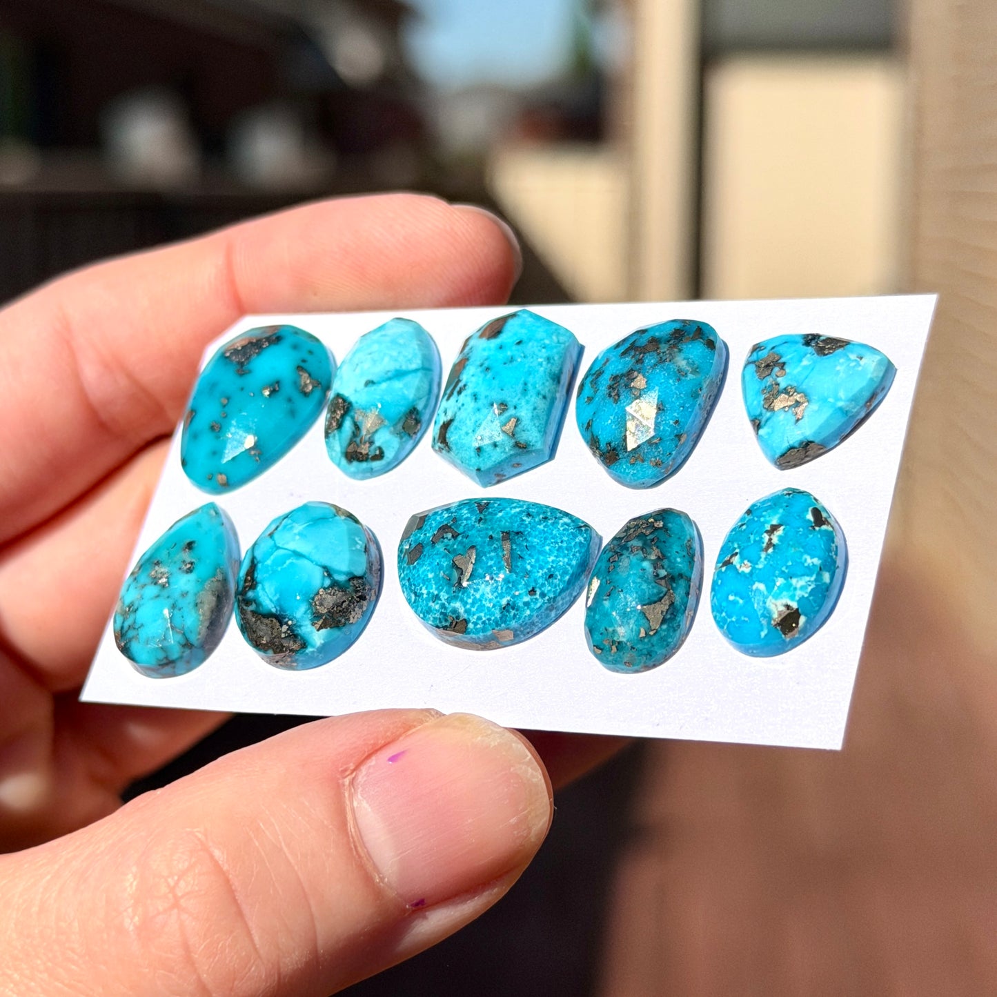 Morenci Turquoise with Pyrite Cabochon Rose cut - Choose your Stone (W14)