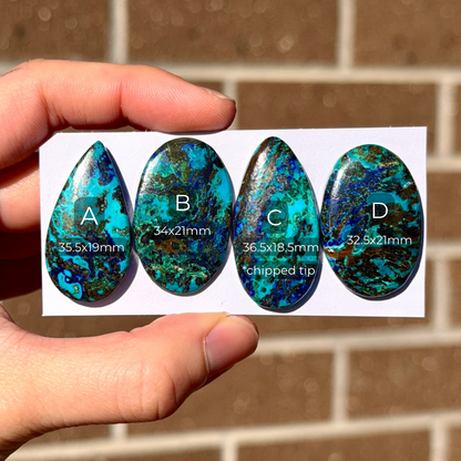 Azurite, Malachite, Chrysocolla & Cuprite (4 in 1 Combo) Cabochon Smooth - Choose your Stone (W16)
