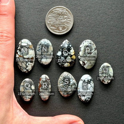 Dark Moon Hubei ("White Turquoise") Cabochon Smooth (Backed) - Choose your Stone (W13)