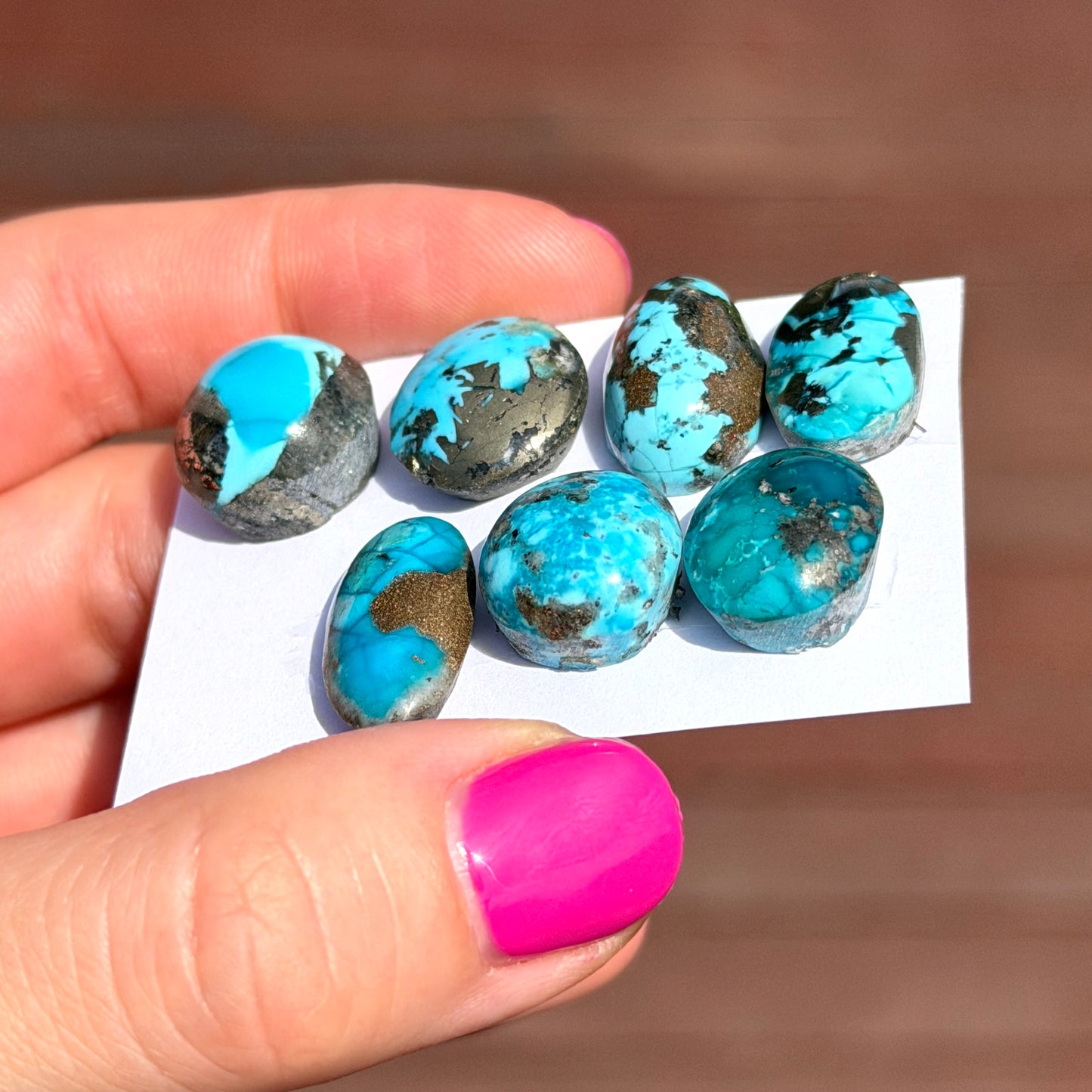 13-19mm Morenci Turquoise with Pyrite Cabochon Smooth - Choose your Stone (W5)