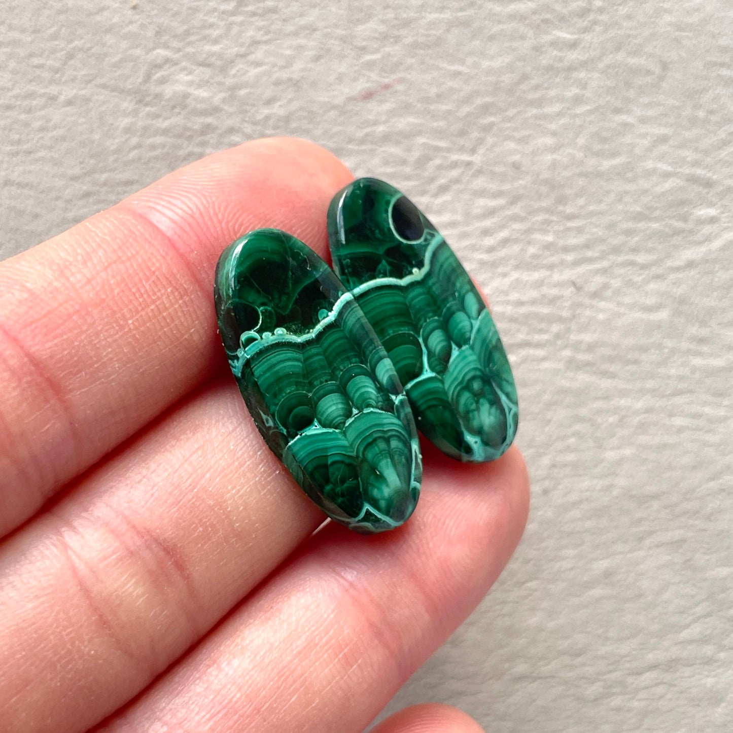 Malachite Cabochon Pair - Oval 26.5mm x 13mm (W7)
