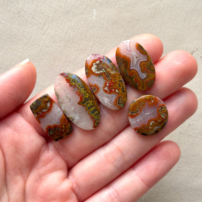 17-28mm Red Moroccan Seam Agate Cabochon Smooth - Choose your Stone (W5-EY)