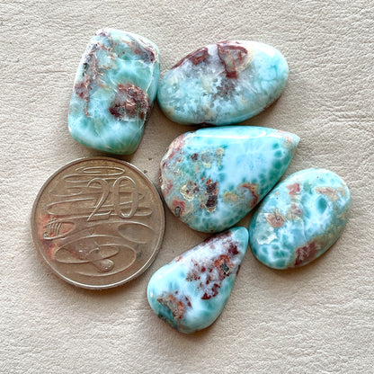 Red Moss Blue Larimar Cabochon Smooth - Choose your Stone (W10)