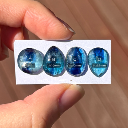 Bi-Colour Blue & Green Kyanite Cabochon Rose cut - Choose your Stone (E9)