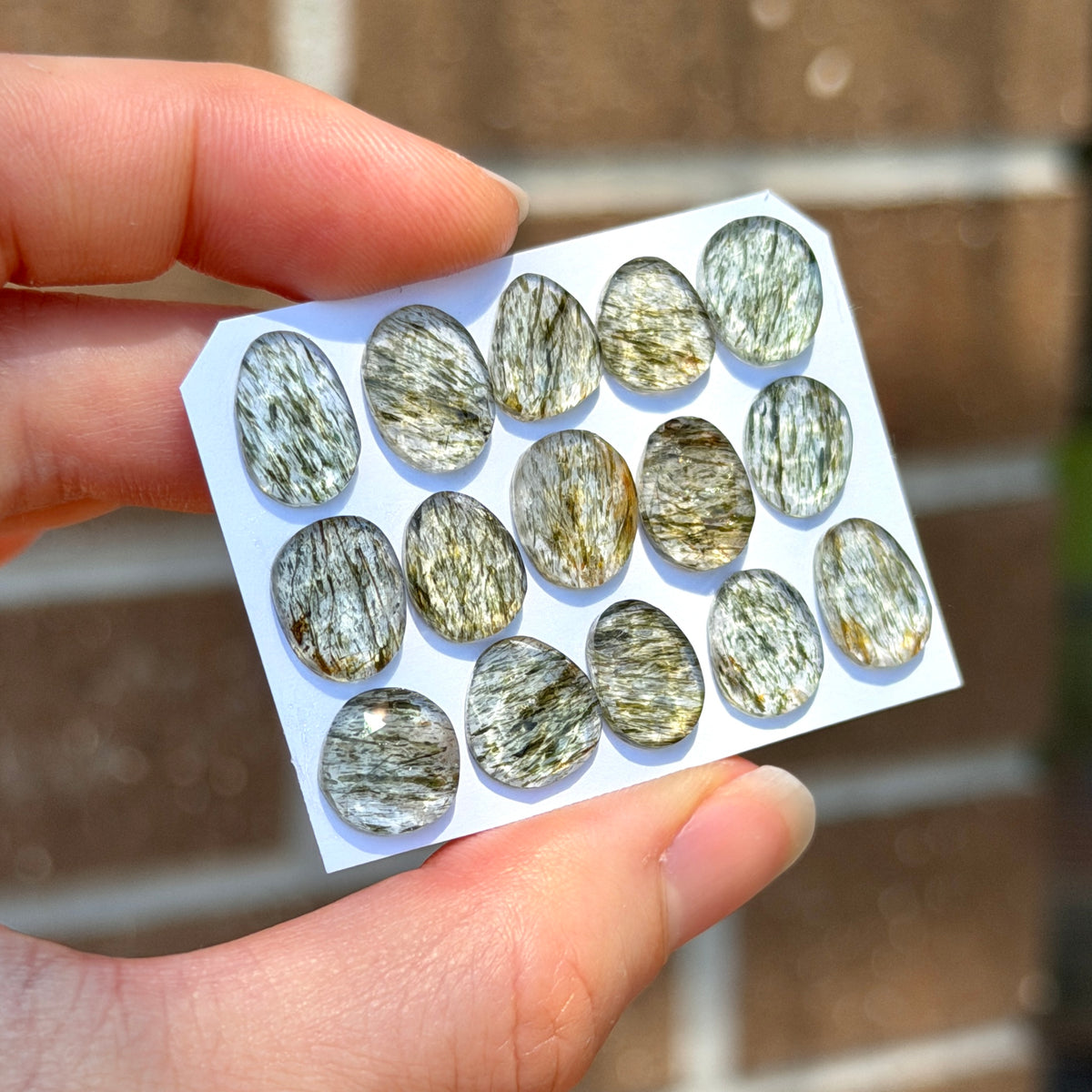 10-12mm Green Rutilated Quartz Cabochon Rose cut - Choose your Stone (W5)