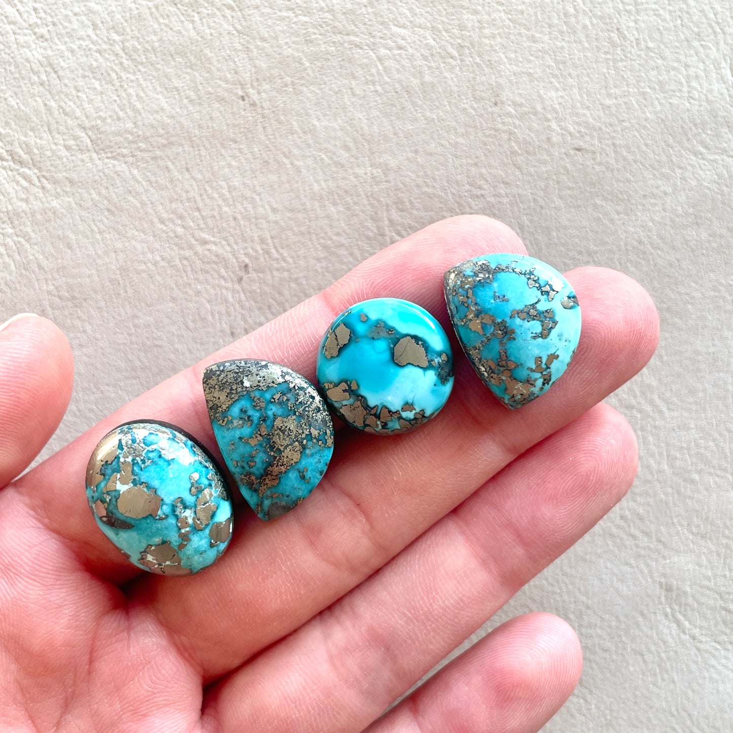 16-20mm Morenci Turquoise with Pyrite Cabochon Smooth (Backed) - Choose your Stone (W9)