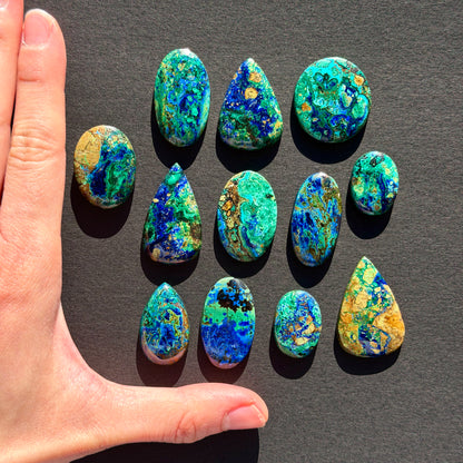 22-34mm 'Scenic' Azurite Malachite Cabochon Smooth - Choose your Stone (W4-EY)