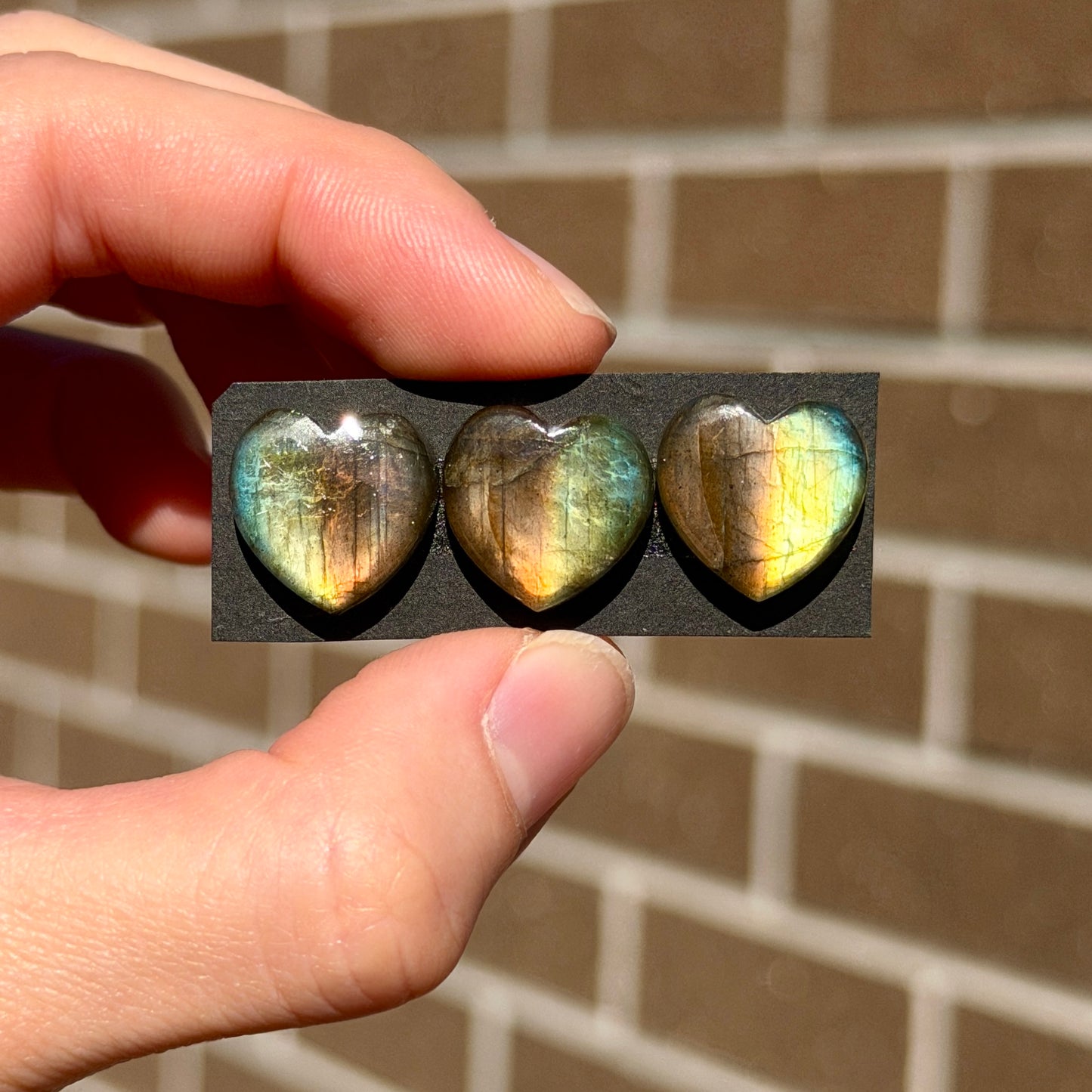 RARE Two-Tone (Sunset & Sunrise) Labradorite (Heart Cabochon Smooth 15x15mm - Choose your Stone (W13)