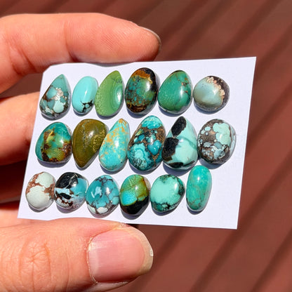 9-14mm Hubei Turquoise Cabochon Smooth (Backed) - Choose your Stone (W6)