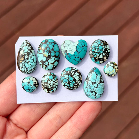9-20mm Blue Yungai (Cloud Mountain) Hubei Turquoise Cabochon Smooth (Backed) - Choose your Stone (W8)