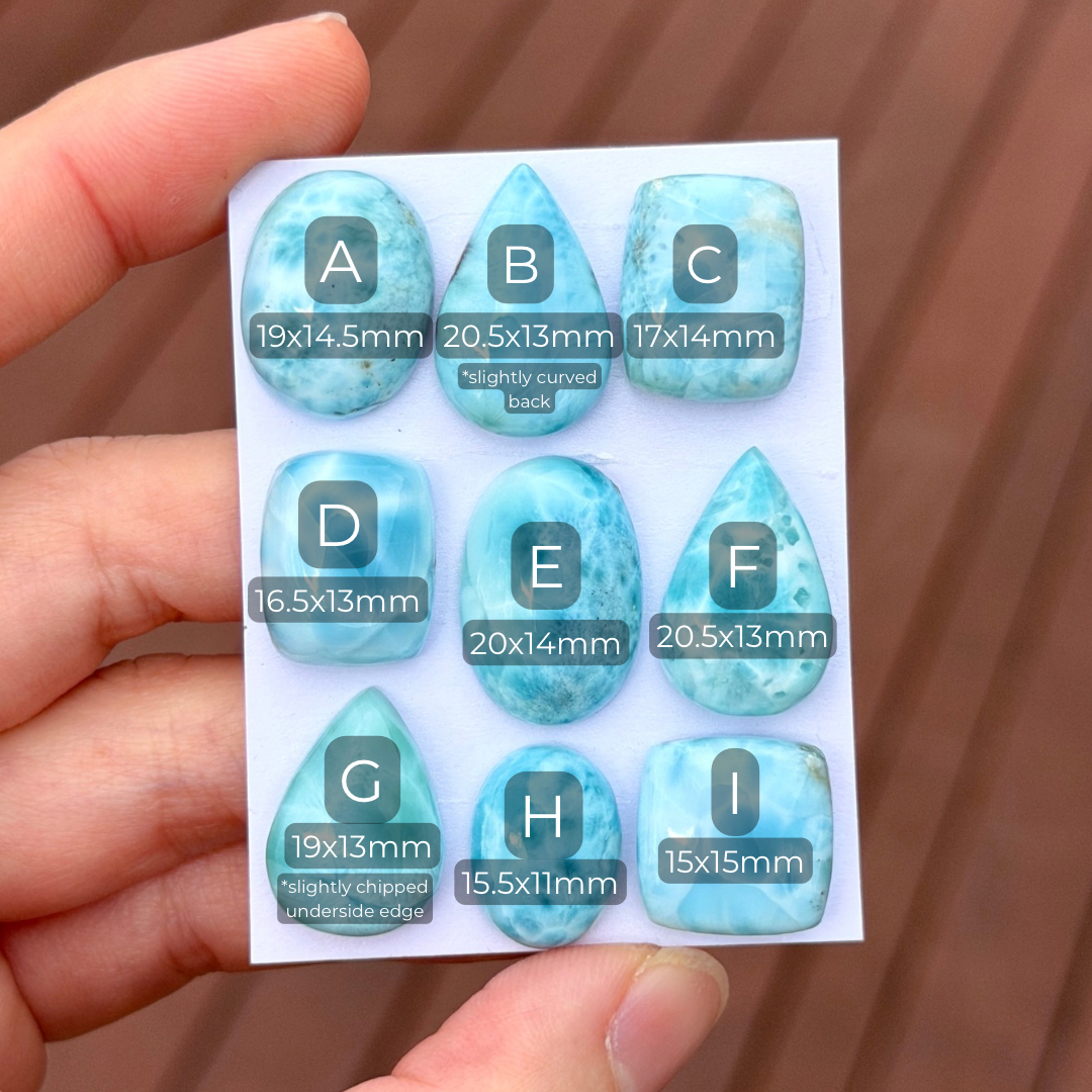15-21mm Blue Larimar Cabochon Smooth - Choose your Stone (W5-B)