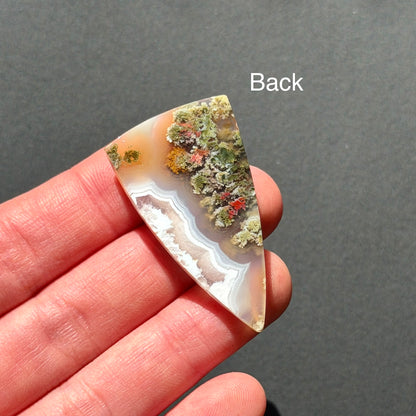‘Crescent over the Wild' Nebula Moss Agate Triangle Cabochon - 42.5mm x 24mm (W17)