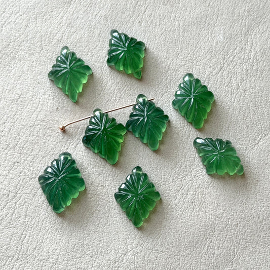 14x10mm Carved Serpentine (Kite-shape) Briolettes (Flat back) - Set of 2 (W12)