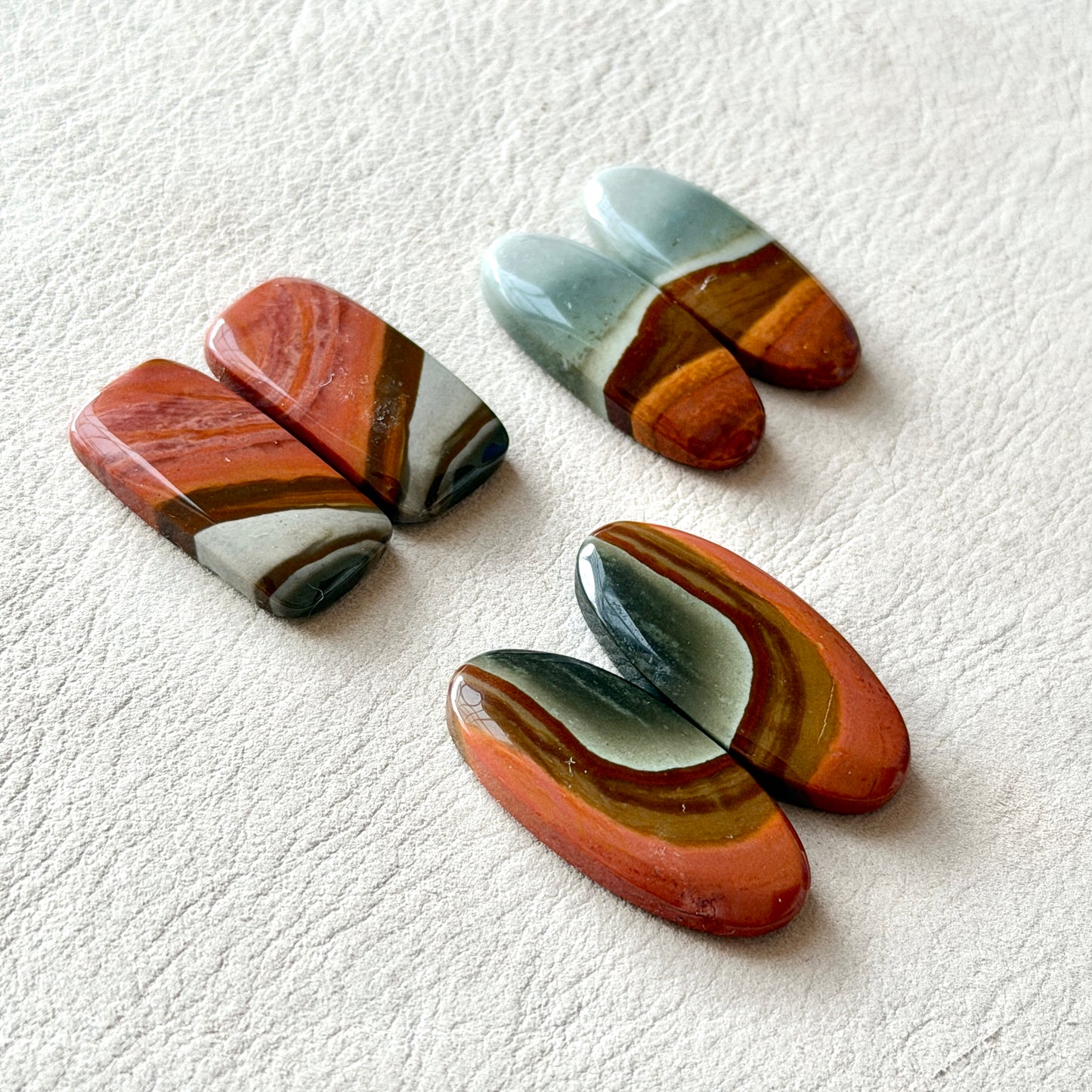 'Scenic' Polychrome Jasper Cabochon Pairs - Choose your Pair (W3)