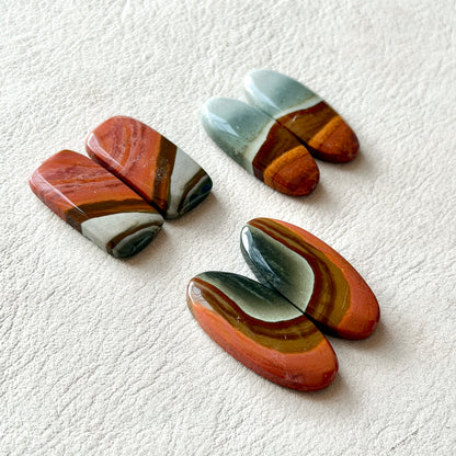 'Scenic' Polychrome Jasper Cabochon Pairs - Choose your Pair (W3)