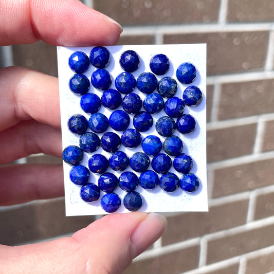 6mm Lapis Lazuli Cabochons Rosecut Round - Set of 3 (E13)