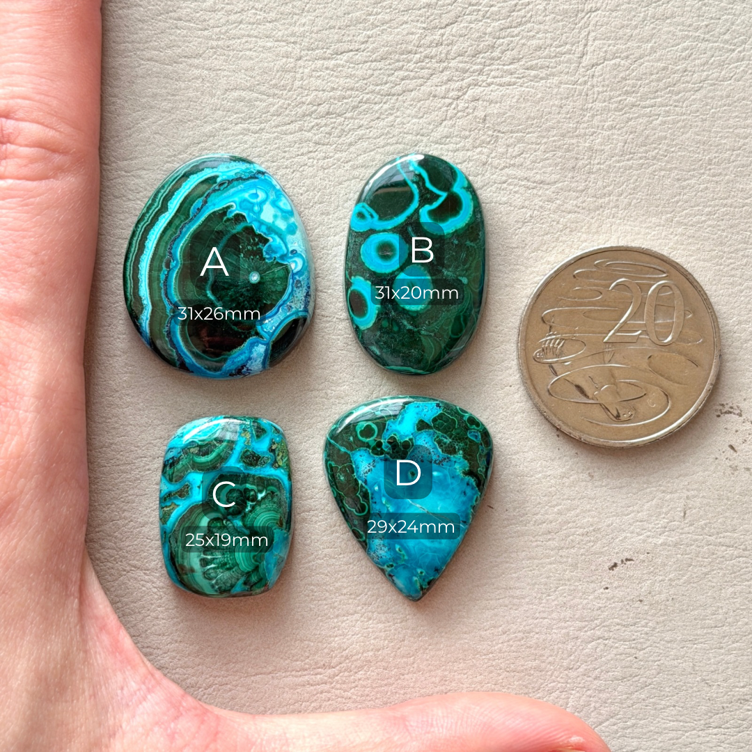 Malachite Chrysocolla Cabochon Smooth - Choose your Stone (W5-A)