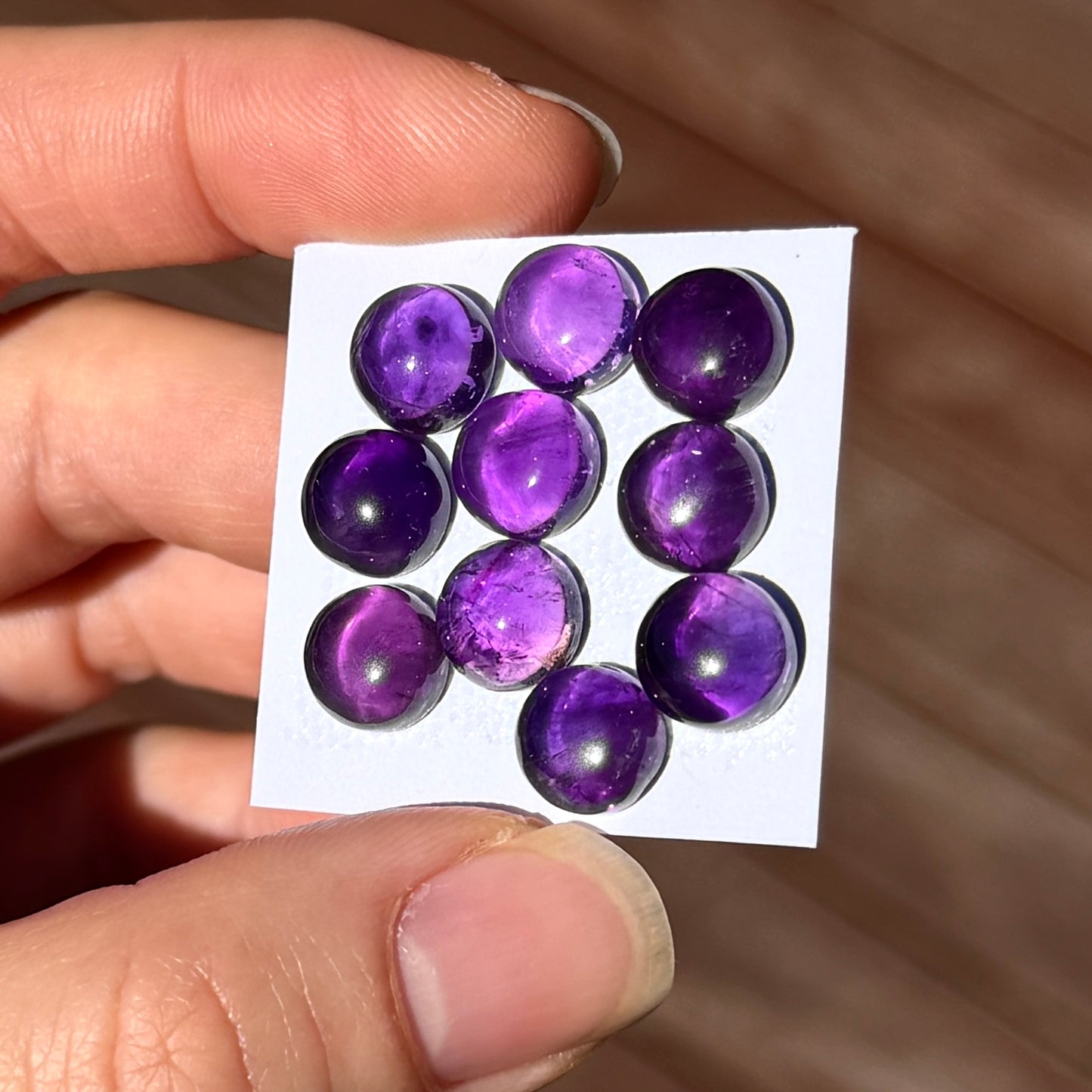 9mm Purple Amethyst Round Cabochons Smooth - Set of 2 (W2)