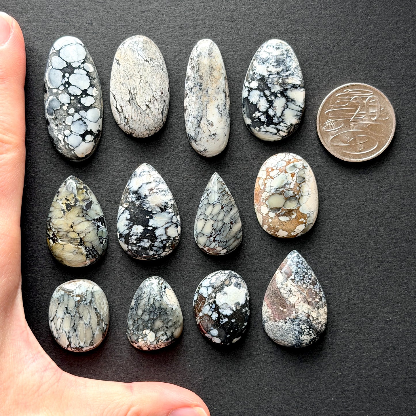 Dark Moon Hubei ("White Turquoise") Cabochon Smooth (Backed) - Choose your Stone (W13)