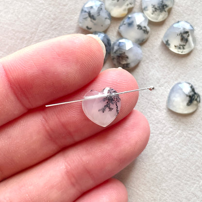 10x10mm Dendritic Agate Heart Briolette Beads (Rose Cut) - Choose your Stone (W10)