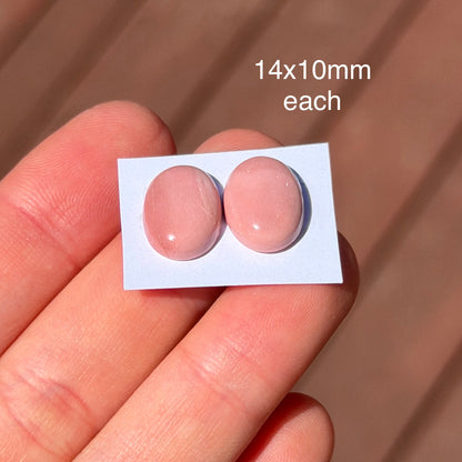 Australian Pink Opal Cabochon Pair - Oval 14mm x 10mm (W17)