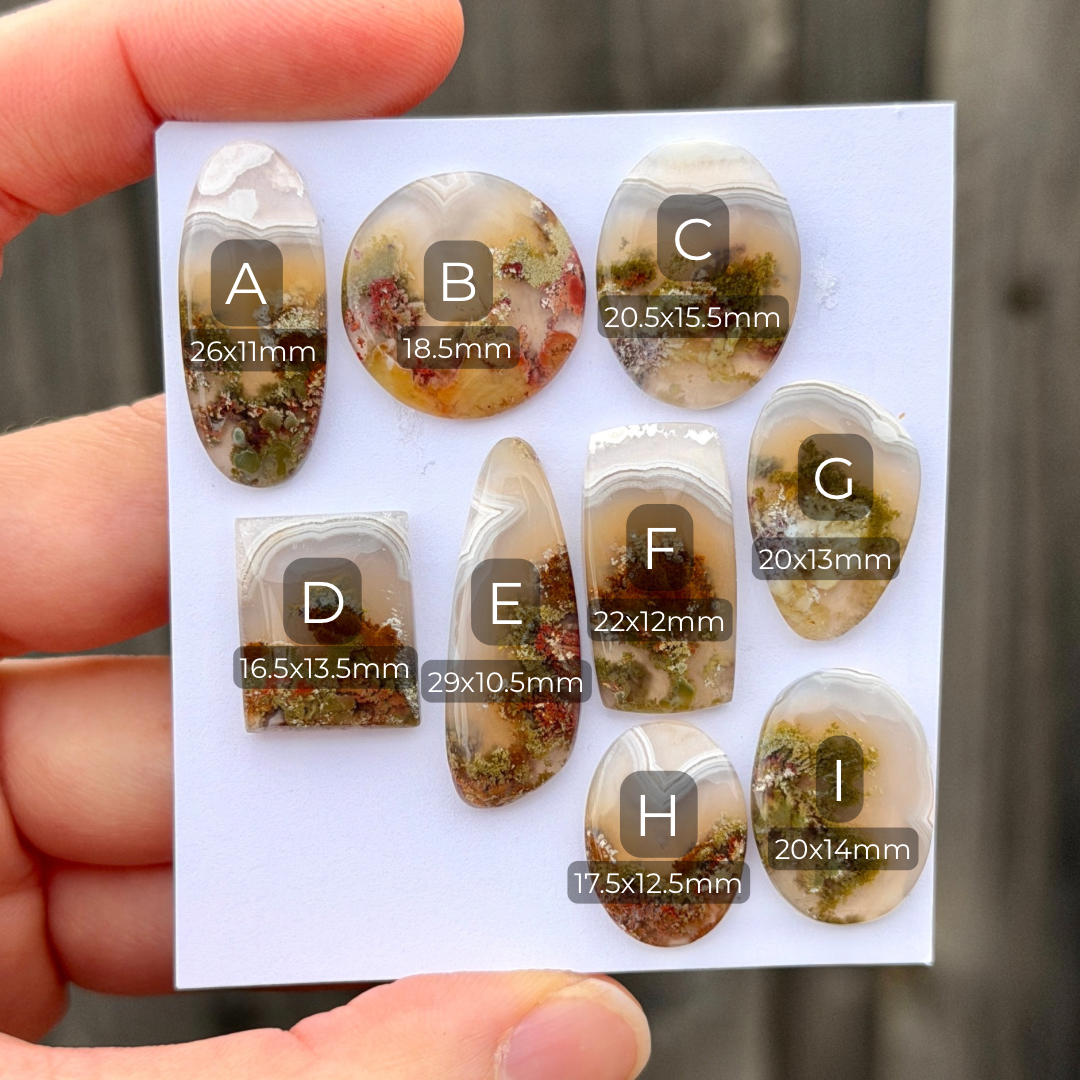 Mini Banded Moss Agate with Chalcedony (Nebula Agate) Cabochon Smooth  - Choose your Stone (W17)