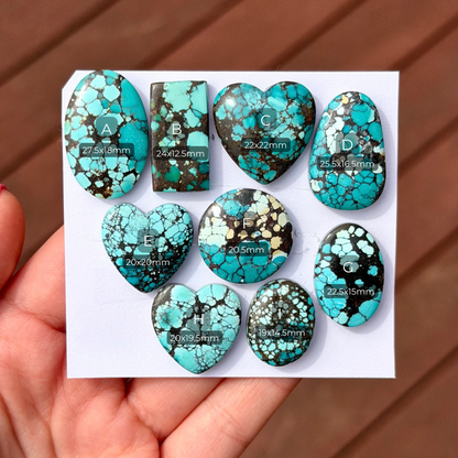19-28mm Blue Yungai (Cloud Mountain) Hubei Turquoise Cabochon Smooth (Backed) - Choose your Stone (W13)