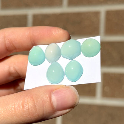 12-14mm Aqua Chalcedony Cabochon (High Dome) Smooth - Choose your Stone (W12)